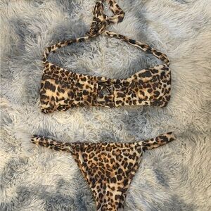 Strawberry Milk Mob Leopard Print Bikini Set